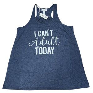 KatyDid Womens Racerback Tank Top "I Cant Adult Today" Heather Blue Size M